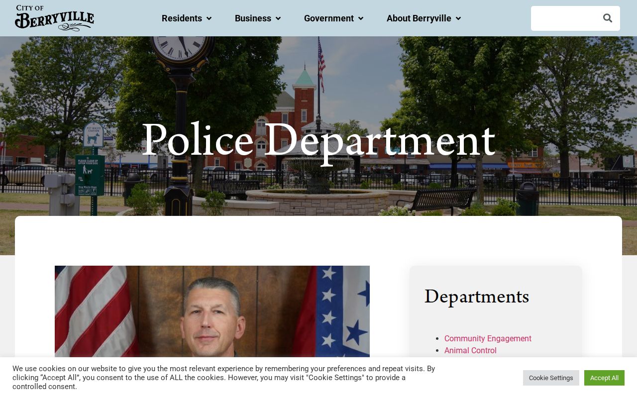 Berryville Police Department official arrest-record contact page in Carroll County