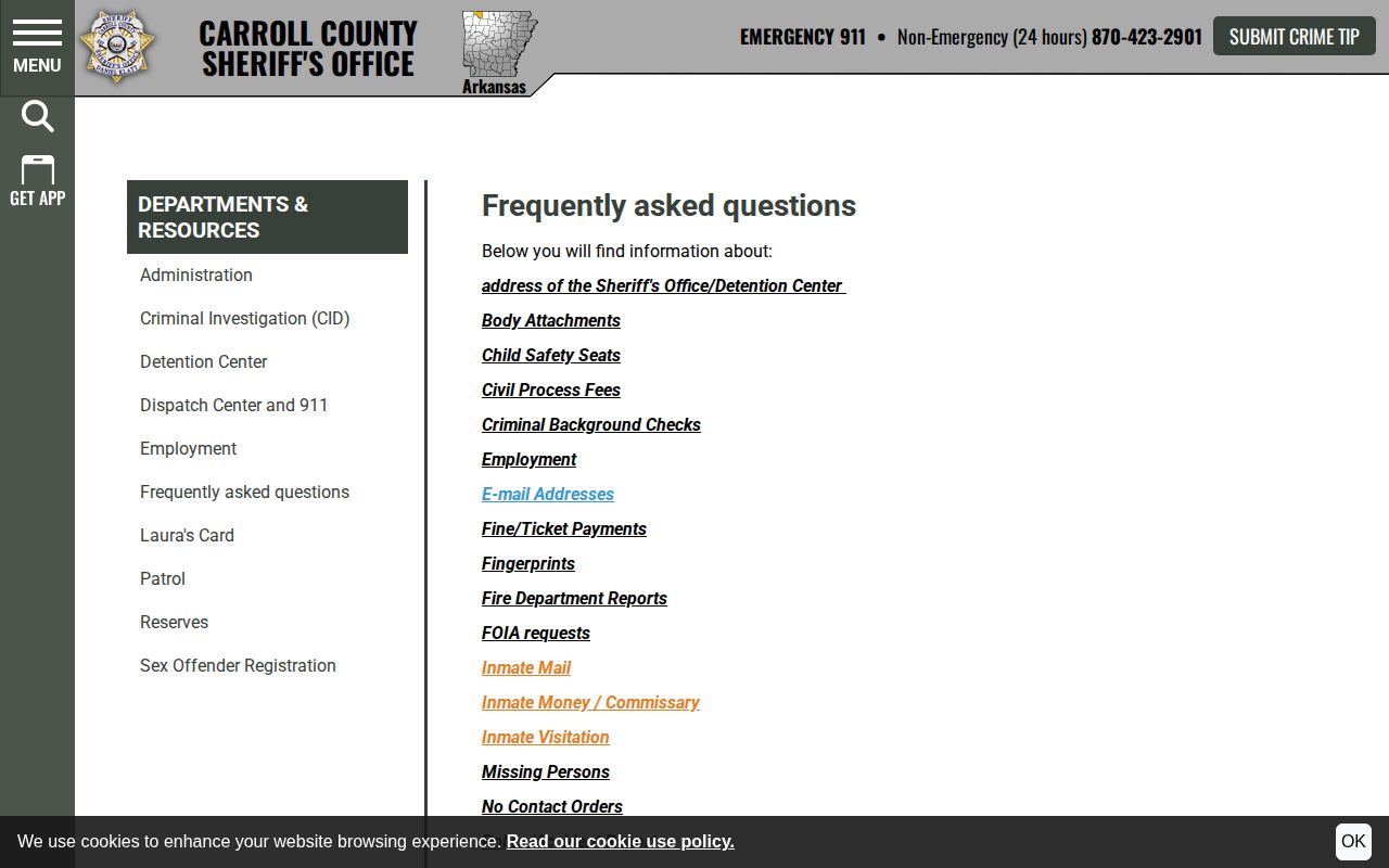 Carroll County sheriff warrant check and public records instructions